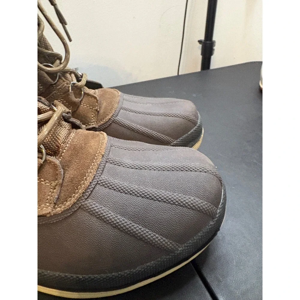 Nortiv 8 Mens Waterproof Winter Snow Boots Brown Suede Insulated Slip Resistant